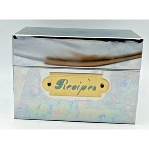 VTG Decorative All Metal Recipe Box Cheinco In Box NOS 5 1/8L X 2 7/8W X 3 5/8 H